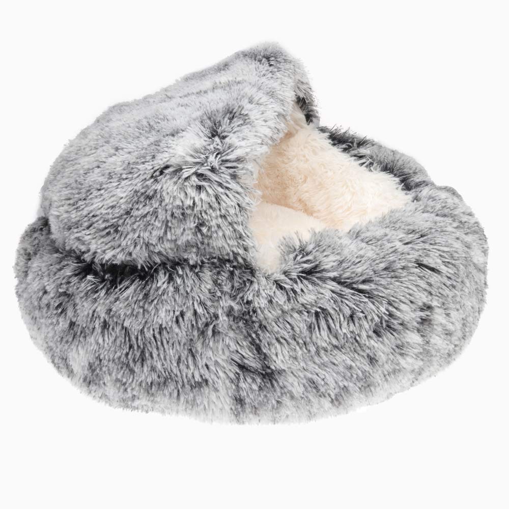 Arctic Black Calming Nest Cat Bed