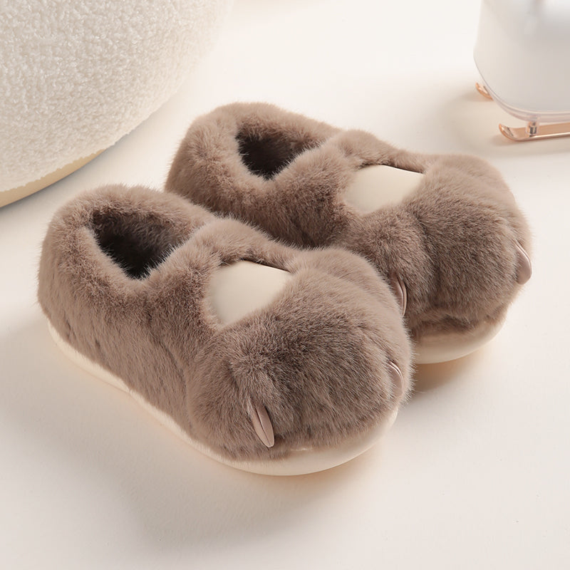 Cat claw slippers women's autumn and winter indoor home use thick bottom plush cute