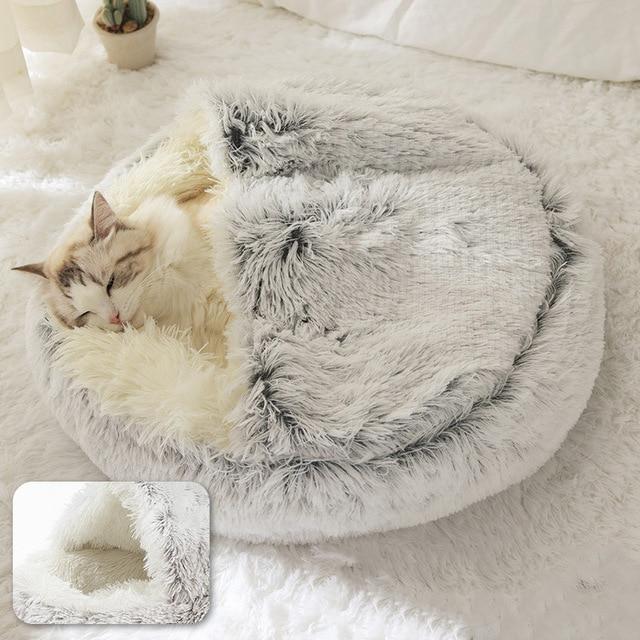 Arctic Gray Calming Nest Cat Bed – The Ultimate Snuggly Retreat for Your Feline