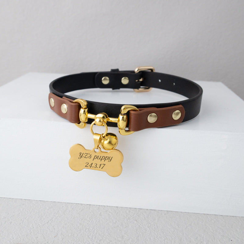 Personalized Bell Metal Bone Brand Cat Collar with Custom Engraving