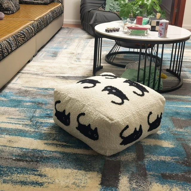 New living room seat pier tatami small black cat plush household futon seat cushion home goods can be dismantled and washed