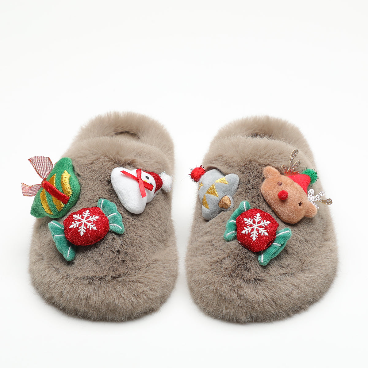 Christmas gift fluffy slippers women's outerwear