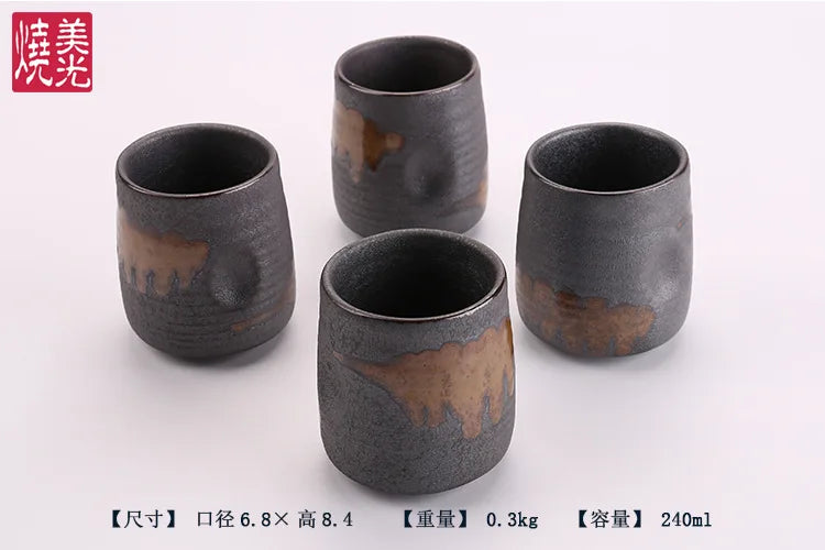 240ml Imitation Stoneware Rib Round Mouth Mug Creative Ceramic Tea Mug Coffee Cup