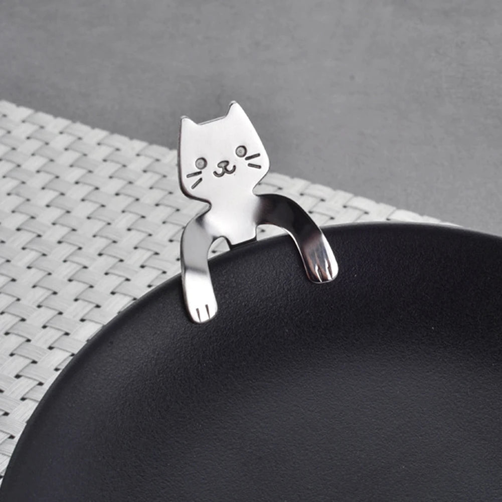 New 1Pc Stainless Steel Cute Cartoon Cat Spoon Creative Coffee Spoon Ice Cream Candy Teaspoon Kitchen Tableware Supplies