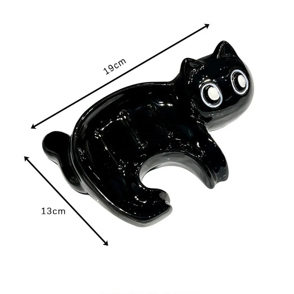 Cute Cat Drain Soap Holder Container Smooth Ceramic Toilet Soap Dish Case Tray Washroom Tools Bathroom Accessories Home Decor