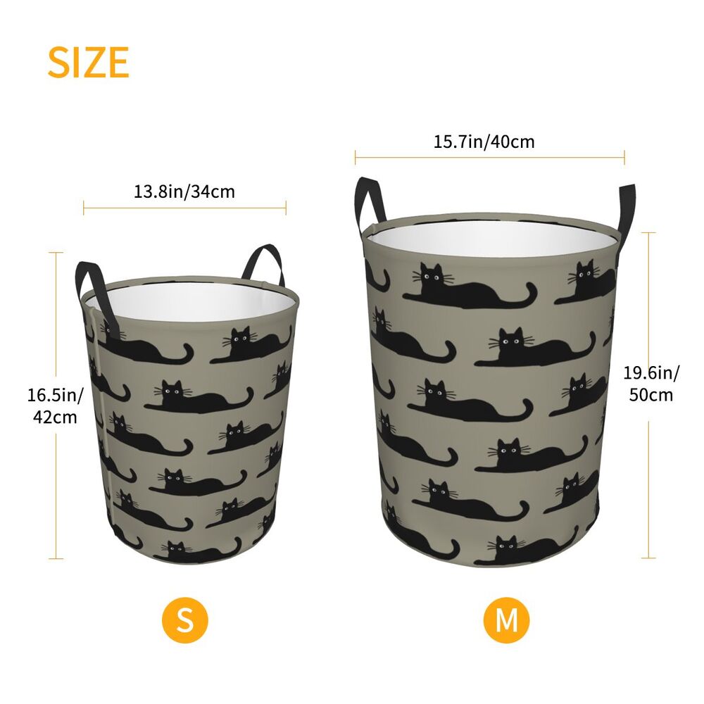 Custom Halloween Black Cat Skull Laundry Hamper Large Storage Basket Gothic Witch Girls Boys Toy Organizer