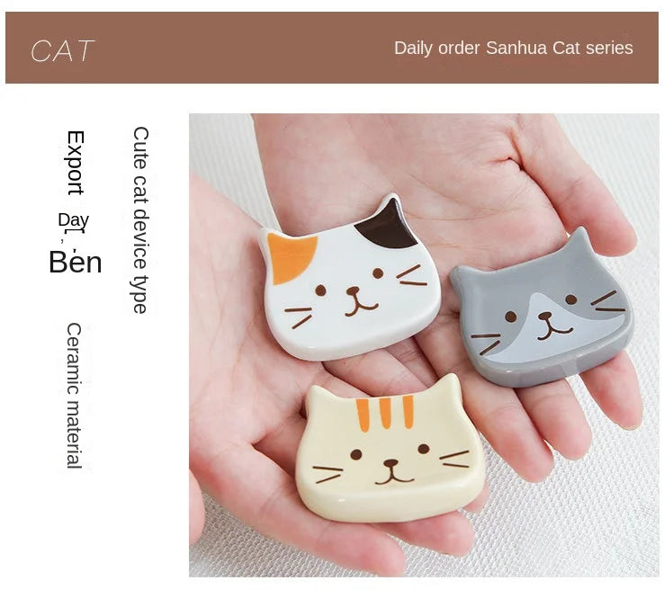 Japanese Cute Cat Dish Creative Ceramic Seasoning Dish Porcelain Dipping Saucer Plate Snack Plate Kitchen Supplies Tableware