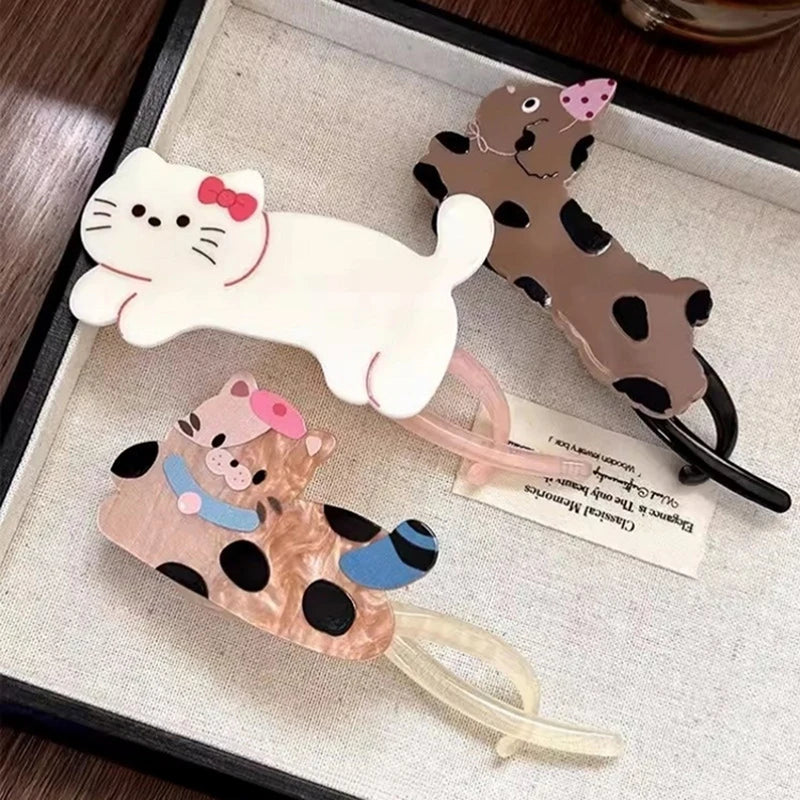 Cartoon Cute Animals Hair Clip Back Of Head Plate Hair Claw Sweet Fashion Versatile Ponytail Twist Clip Women Hair Accessories