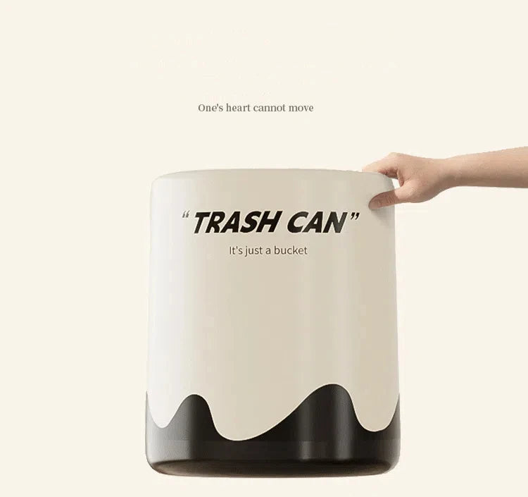 12L Black Cat/Ripple Style Trash Can High-capacity Bathroom Trash Bin Waterproof Wastebasket with Lid Living Room Lovely Dustbin