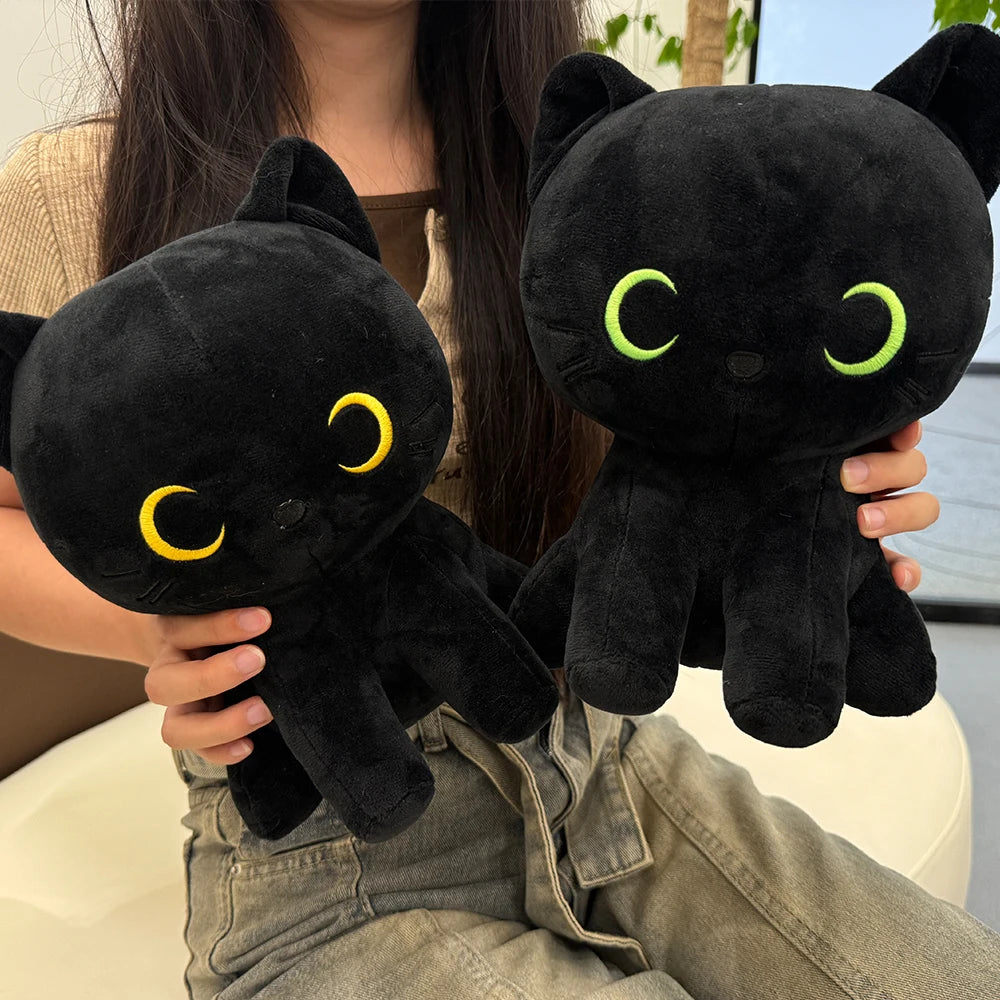 Kawaii Black Cat Plush Toys Soft Fluffy Animal Long Cat Dolls Cuta Cartoon Stuffed Sleeping Pillow Birthday Gift For Kids Girls