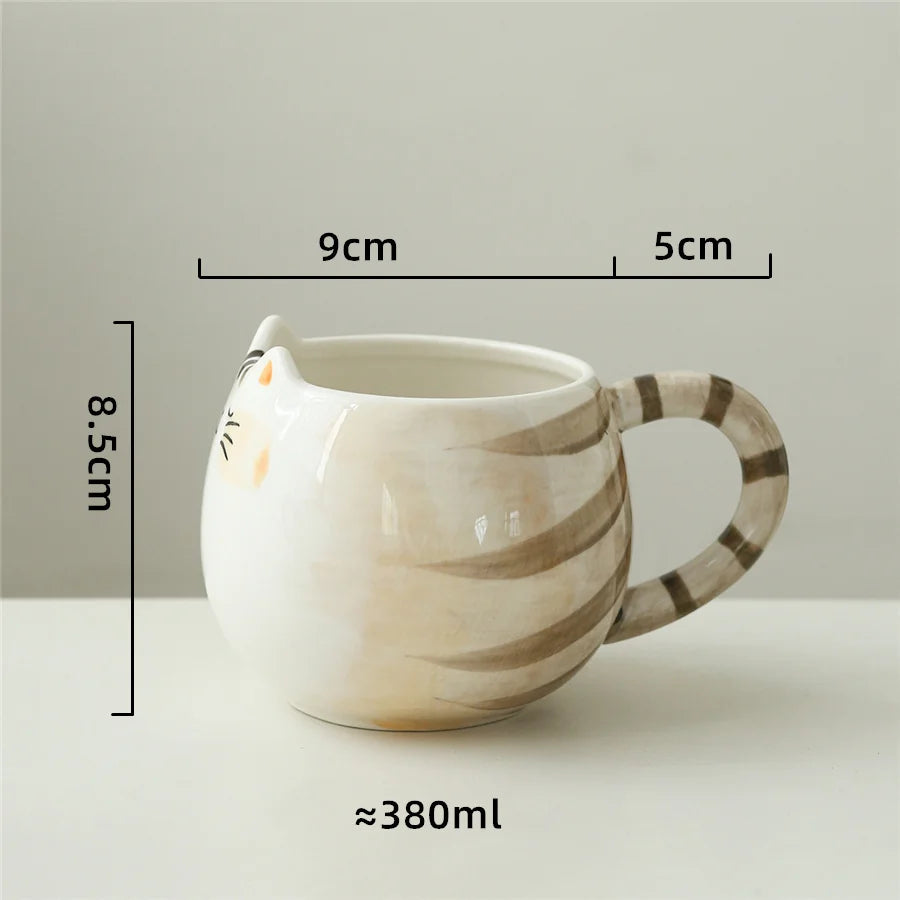 1pc cute ceramic cup, cat shaped mug, 380ml/13oz milk, coffee, and water cups