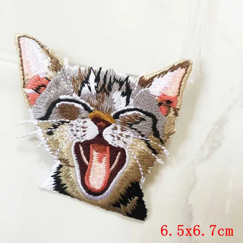 12PCS/set Pocket Cat Embroidery Patch Iron On Patches For Clothing Thermoadhesive Patches On Clothes Jacket Jeans Sewing Patch