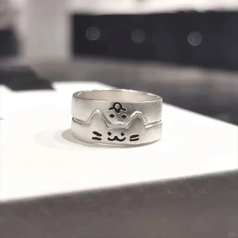 Fashion Adjustable Cat Dog Couple Rings for Women Simple Design Overlapping Wear Cute Gifts Rings for Girlfriend Wedding Jewelry