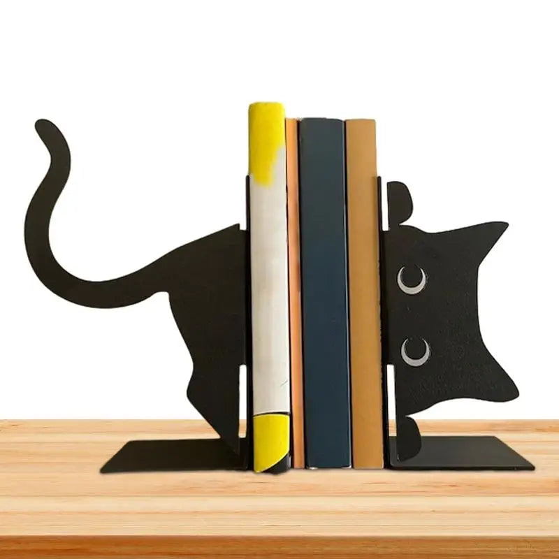 Cute Cat Bookends Metal Bookends Book Holders for Shelves Book Ends Bedroom Library Office School Book Desktop Organizer Gift