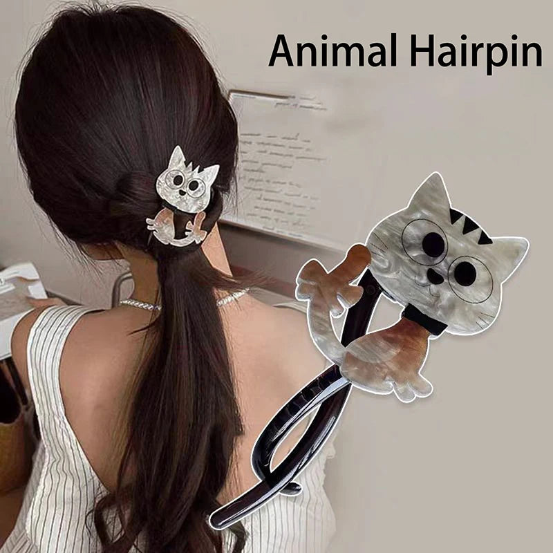 Cartoon Cute Animals Hair Clip Back Of Head Plate Hair Claw Sweet Fashion Versatile Ponytail Twist Clip Women Hair Accessories