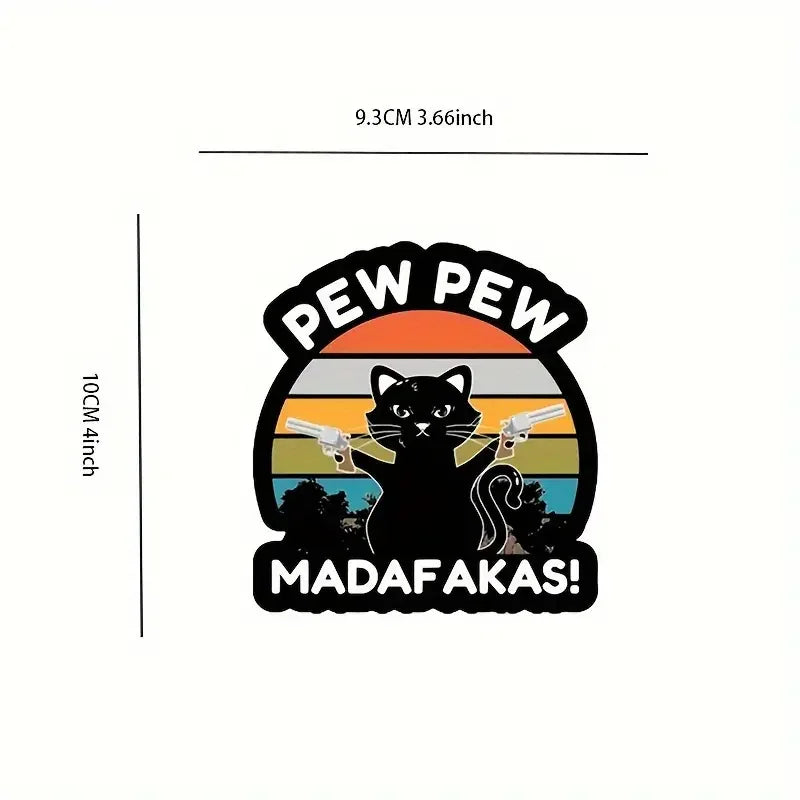 Pew Pew Madafakas Tactical Patches Fun Embroidery Hook&Loop Patch Military Double Spear Black Cat Morale Badge Backpack Stickers