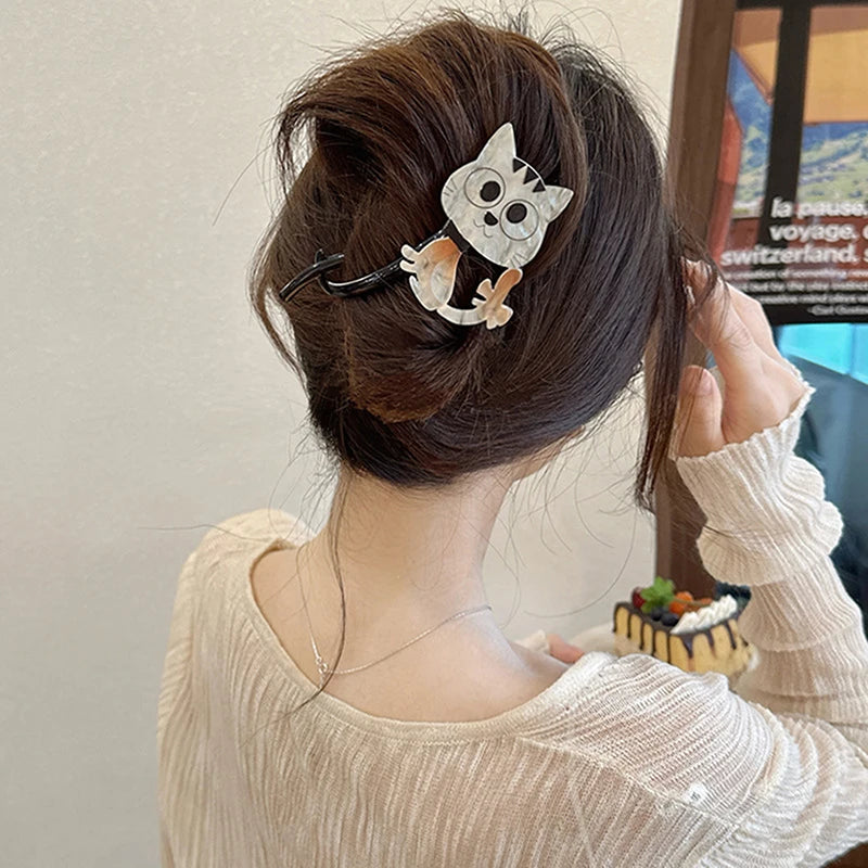 Cartoon Cute Animals Hair Clip Back Of Head Plate Hair Claw Sweet Fashion Versatile Ponytail Twist Clip Women Hair Accessories