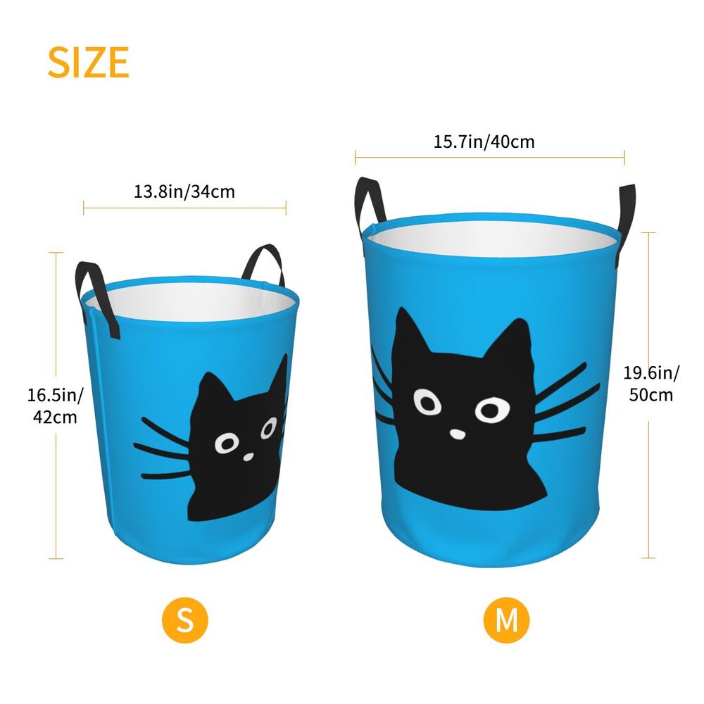 Custom Halloween Black Cat Skull Laundry Hamper Large Storage Basket Gothic Witch Girls Boys Toy Organizer