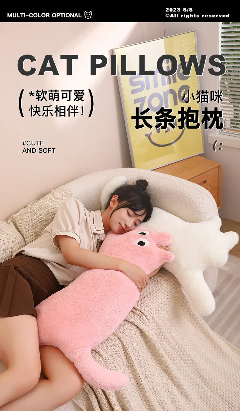 Cat Shaped Pillows Cushions Backrest Pillows Long Legs Sleeping Sofas Plush Dolls Home Dormitory Sofa Bed Office Chair Cushions