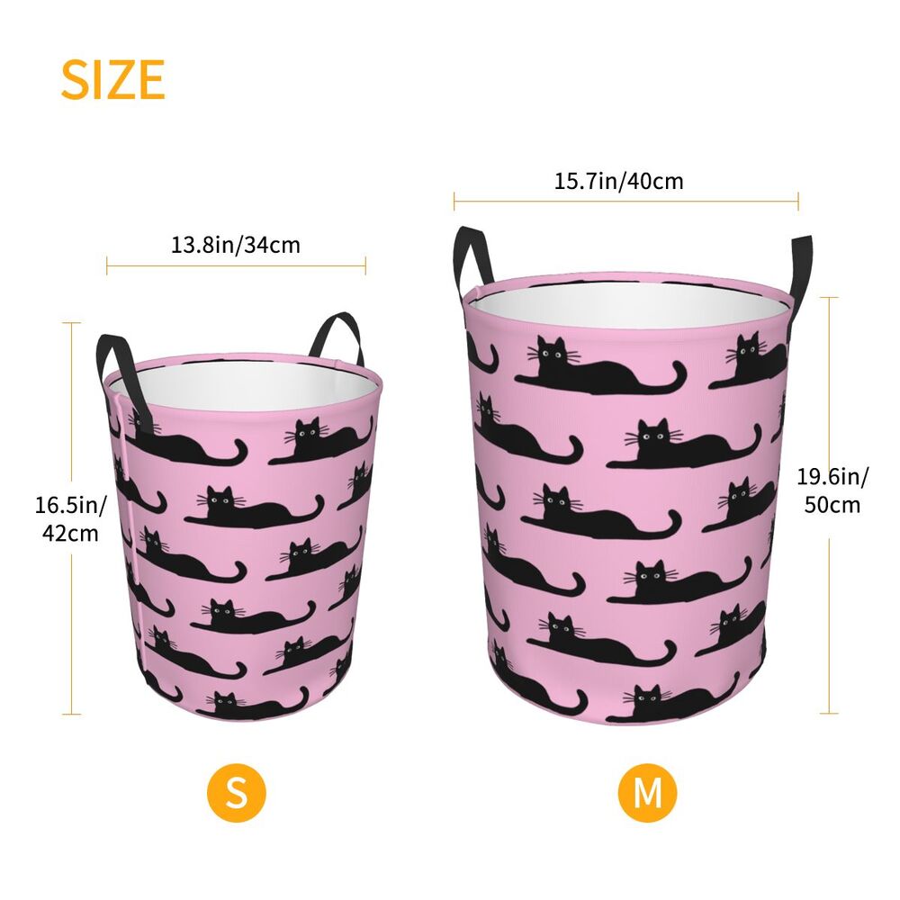 Custom Halloween Black Cat Skull Laundry Hamper Large Storage Basket Gothic Witch Girls Boys Toy Organizer