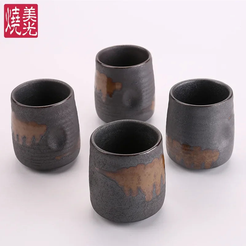 240ml Imitation Stoneware Rib Round Mouth Mug Creative Ceramic Tea Mug Coffee Cup