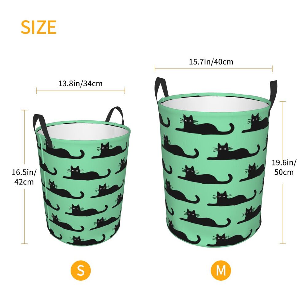 Custom Halloween Black Cat Skull Laundry Hamper Large Storage Basket Gothic Witch Girls Boys Toy Organizer