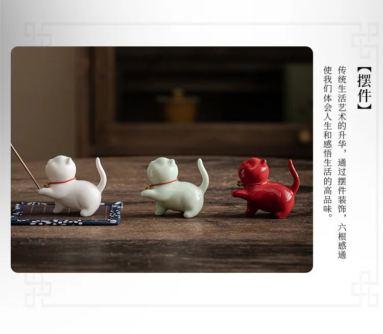 Ceramic Aromatherapy Stove Ornaments Soft and Cute Healing Tea Pet Pen Holder Home Indoor Incense Insert Sandalwood Path