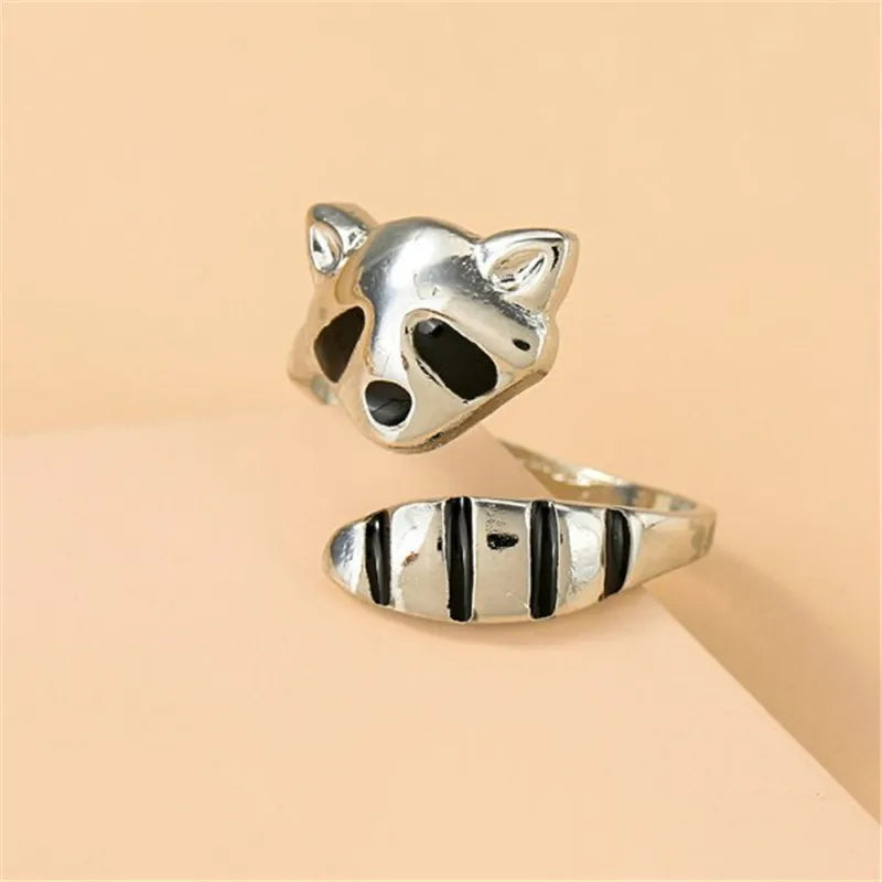 Lovely Cartoon Drop Oil Cat Open Rings for Women Men Vintage Fashion Animal Cat Opening Finger Ring Jewelry Gifts Wholesale