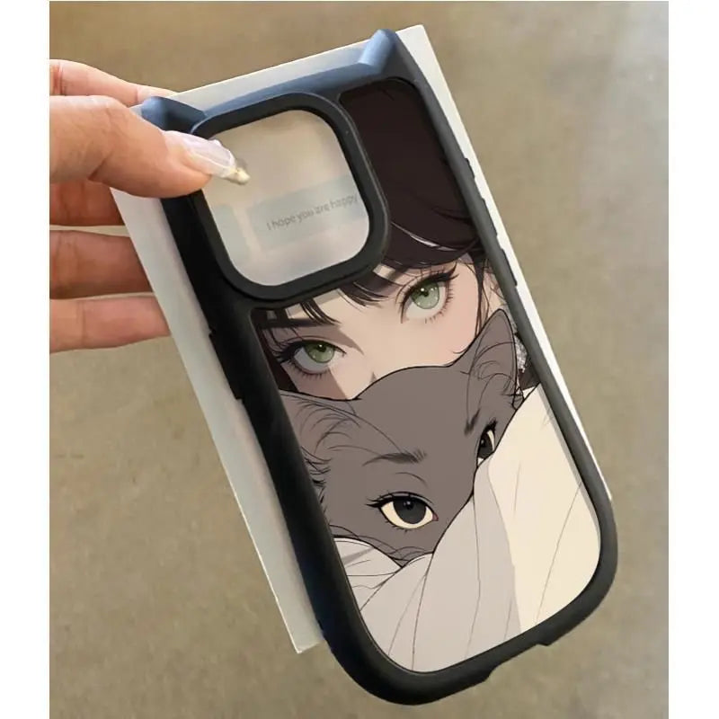 New Lovely Cartoon Cat Girl Cat Ears Phone Case For iPhone15 14 13 12 Pro Max 11 12 Pro 7 8 PLUS Clear Silica Gel Anti Drop Case