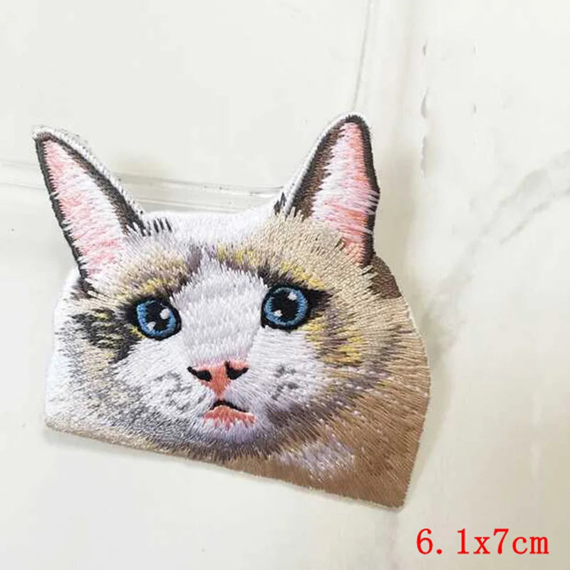 12PCS/set Pocket Cat Embroidery Patch Iron On Patches For Clothing Thermoadhesive Patches On Clothes Jacket Jeans Sewing Patch