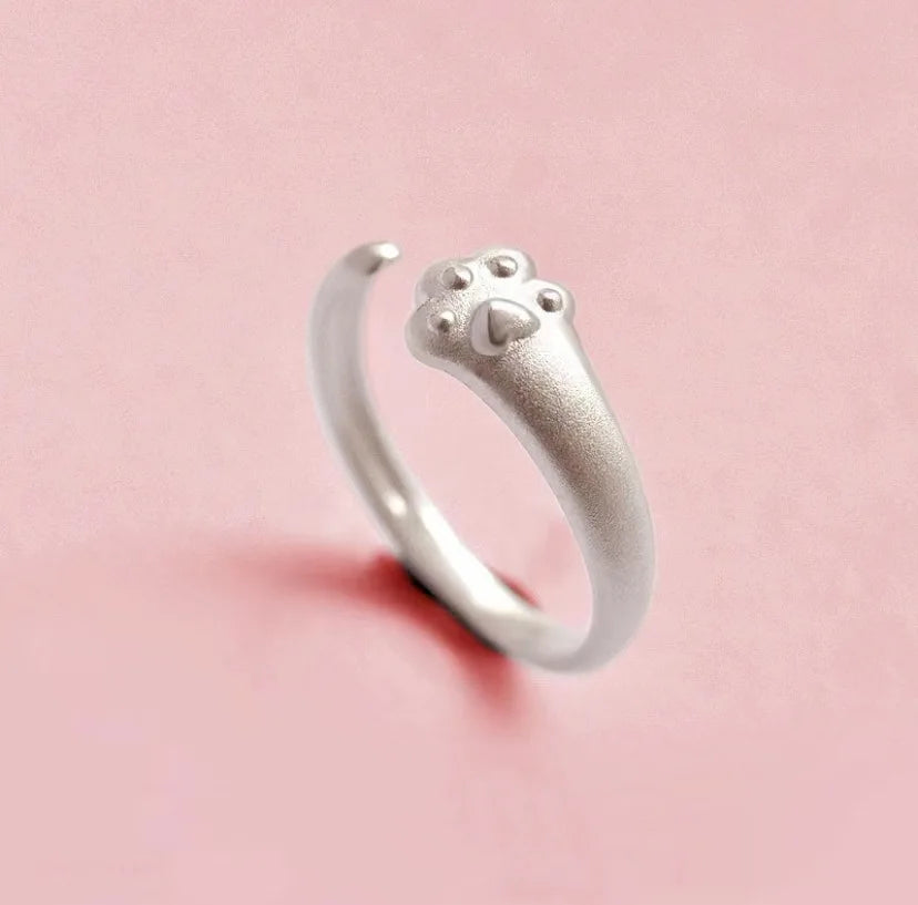 New Fashion Silver Color Open Finger Rings Cat Love Fish Moon Stone Pink Animal For Women Girl Jewelry Gift Dropship