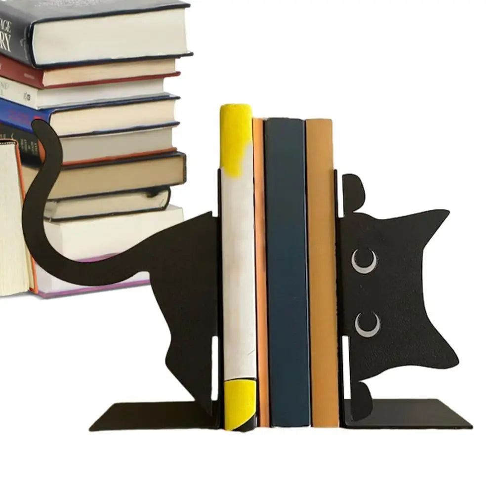 Cute Cat Bookends Metal Bookends Book Holders for Shelves Book Ends Bedroom Library Office School Book Desktop Organizer Gift