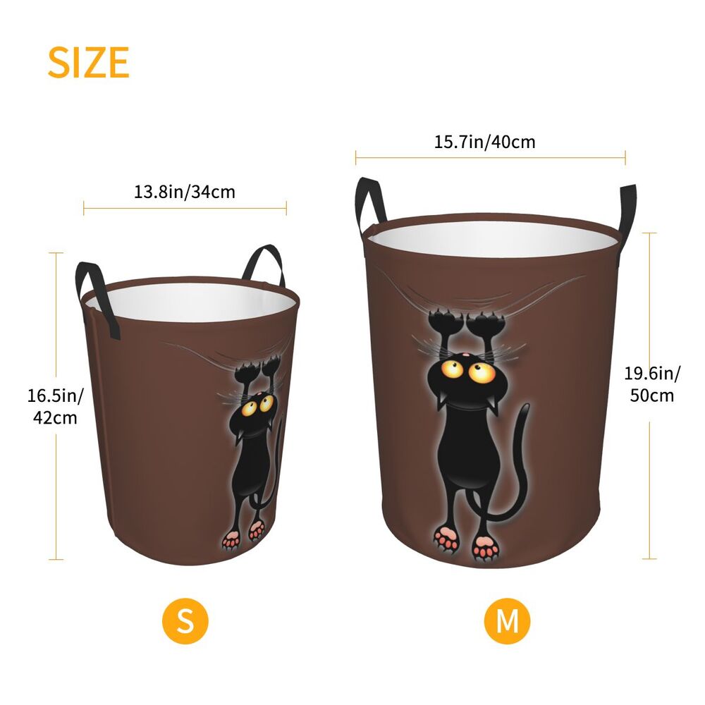 Custom Halloween Black Cat Skull Laundry Hamper Large Storage Basket Gothic Witch Girls Boys Toy Organizer