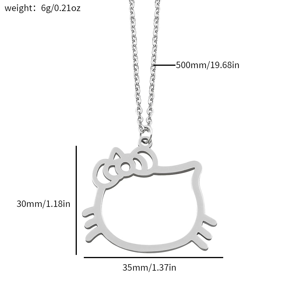 Hello Kitty Sanrio Necklace Silver Color Layer Shining Bling Women Clavicle Chain Elegant Charm Wed Pendant Jewelry Gift