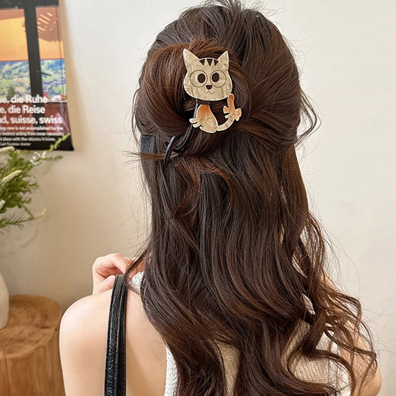 Cartoon Cute Animals Hair Clip Back Of Head Plate Hair Claw Sweet Fashion Versatile Ponytail Twist Clip Women Hair Accessories