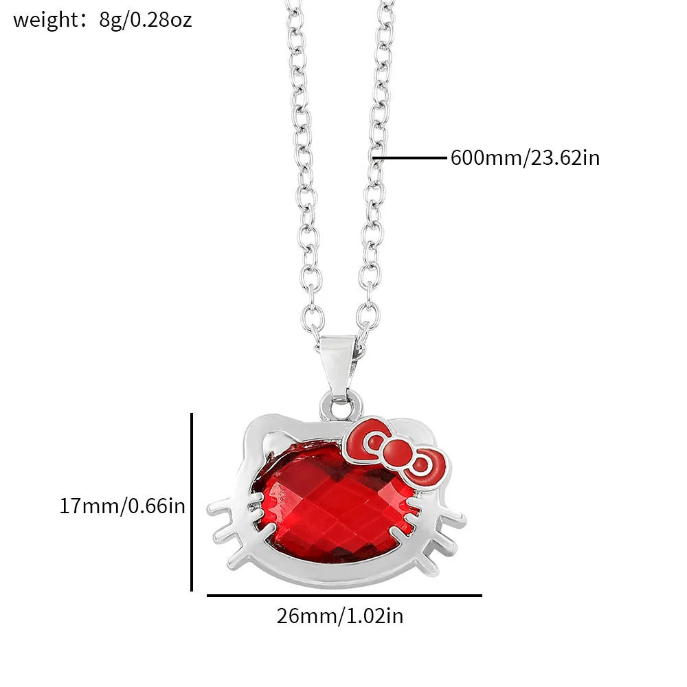 Hello Kitty Sanrio Necklace Silver Color Layer Shining Bling Women Clavicle Chain Elegant Charm Wed Pendant Jewelry Gift