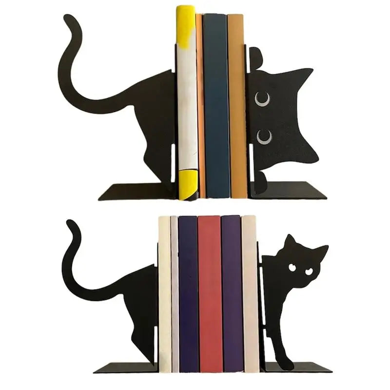 Cute Cat Bookends Metal Bookends Book Holders for Shelves Book Ends Bedroom Library Office School Book Desktop Organizer Gift