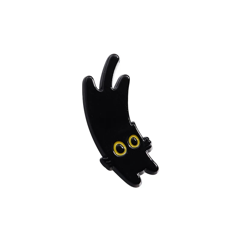 Black Cat Cinderella Cute Brooch Animal Big Eyes Cat Metal Badge Bag Metal Geometric Baked Paint Accessories