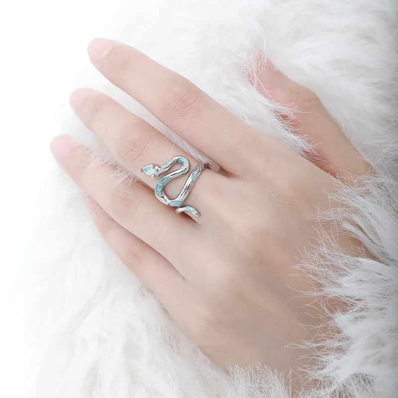 New Fashion Silver Color Open Finger Rings Cat Love Fish Moon Stone Pink Animal For Women Girl Jewelry Gift Dropship