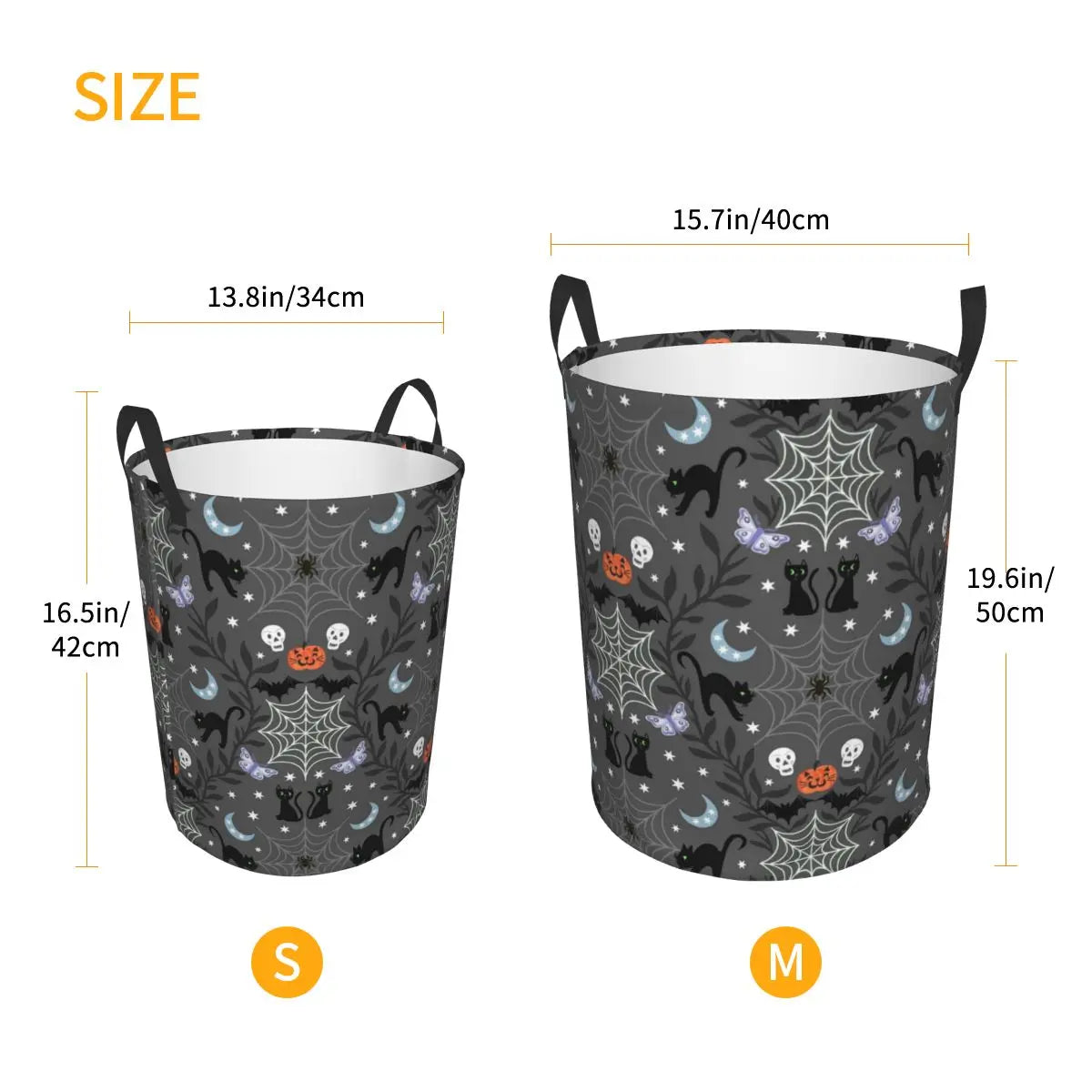 Custom Halloween Black Cat Skull Laundry Hamper Large Storage Basket Gothic Witch Girls Boys Toy Organizer