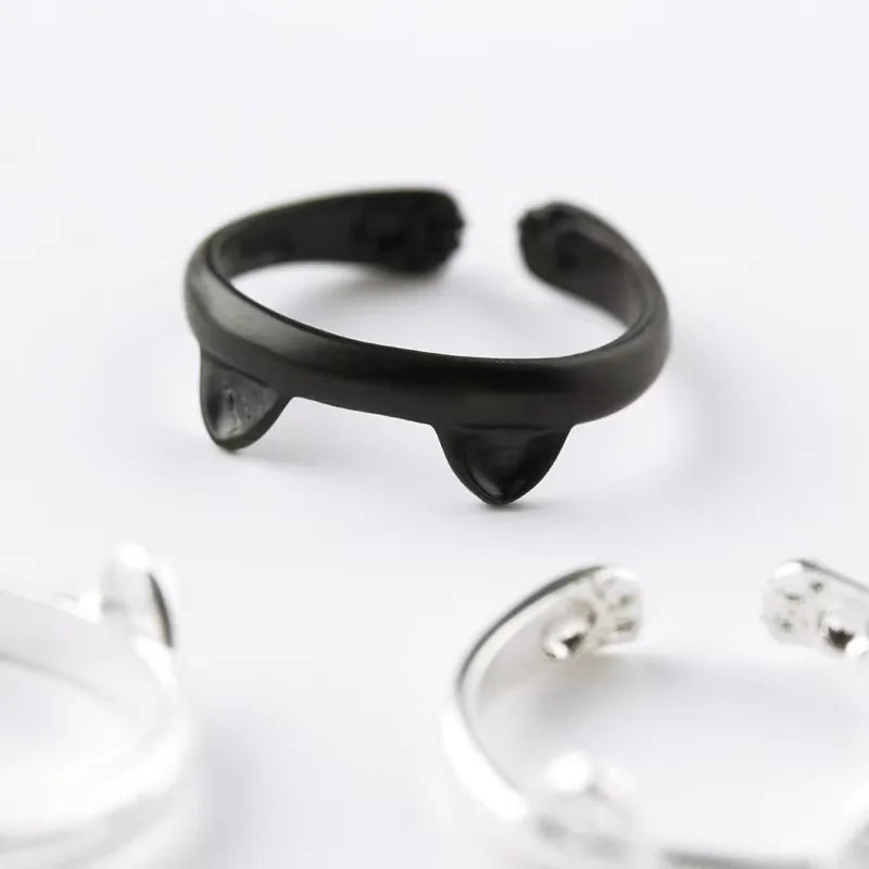 2023 New Fashion Cute Sweet Black Cat Claw Ring Opening Ring for Women Men Vintage Charm Couple Ring Jewelry Friendship Gift