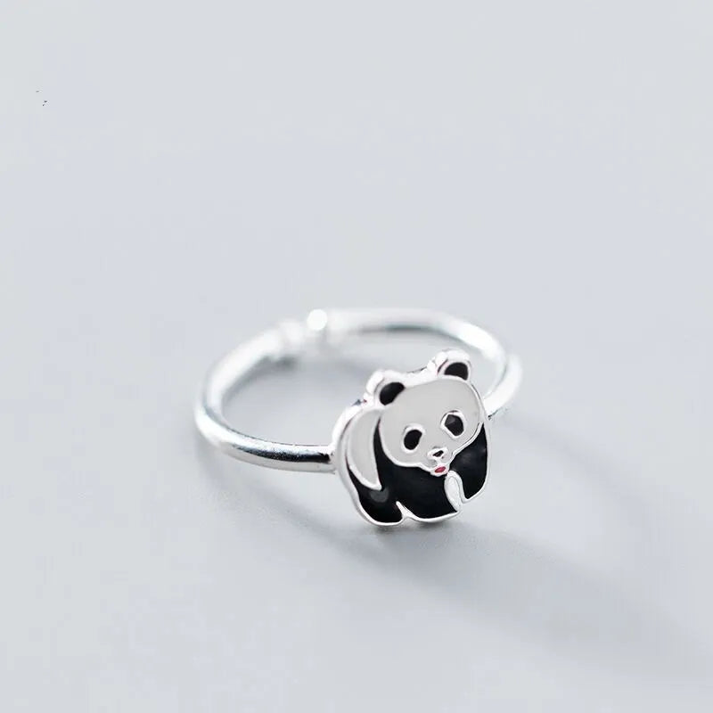 New Fashion Silver Color Open Finger Rings Cat Love Fish Moon Stone Pink Animal For Women Girl Jewelry Gift Dropship