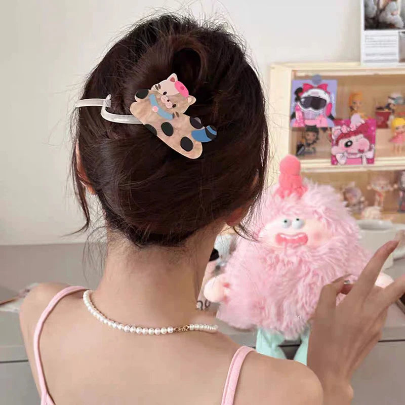 Cartoon Cute Animals Hair Clip Back Of Head Plate Hair Claw Sweet Fashion Versatile Ponytail Twist Clip Women Hair Accessories