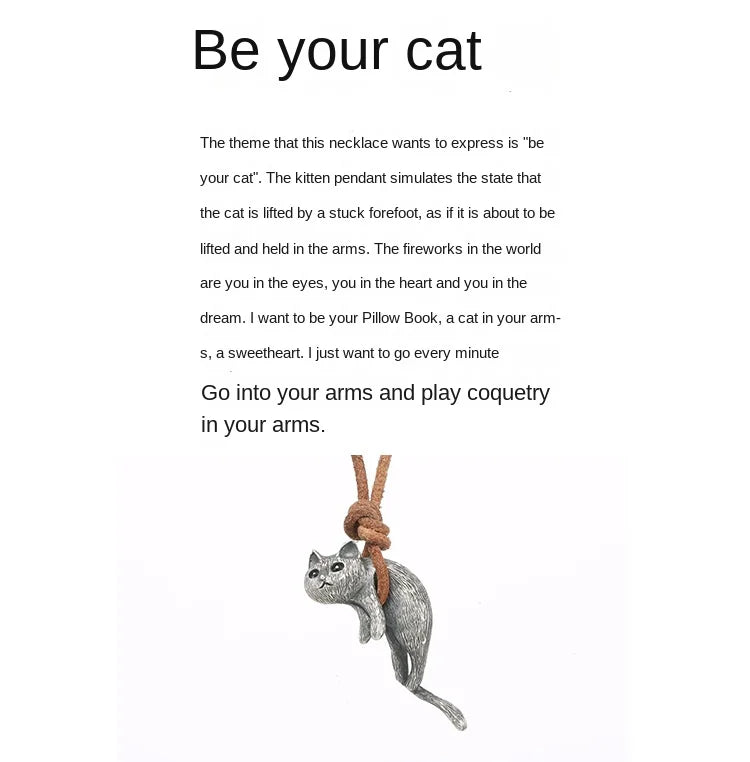 Fashion Cartoon Cat Necklaces for Men and Women Retro Cute Animal Copper Pendant Sweater Chain Gothic Girl Jewelry Accessories