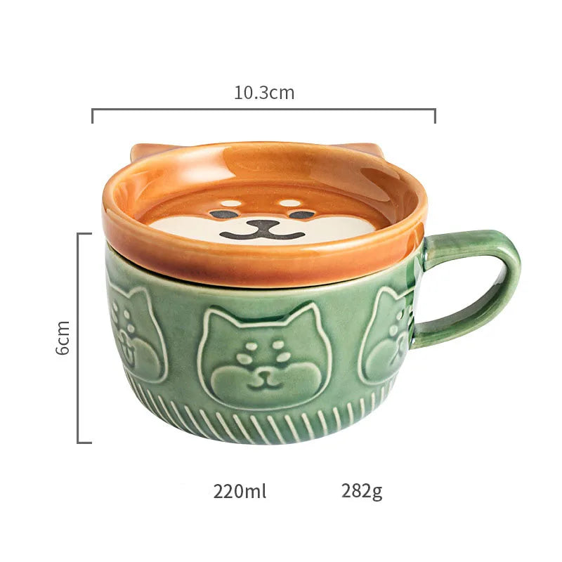 Cartoon Cat With Cover Coffee Cup Cute Breakfast Cup Creative Coffee Cup Milk Cup Couple Water Cup With Lid