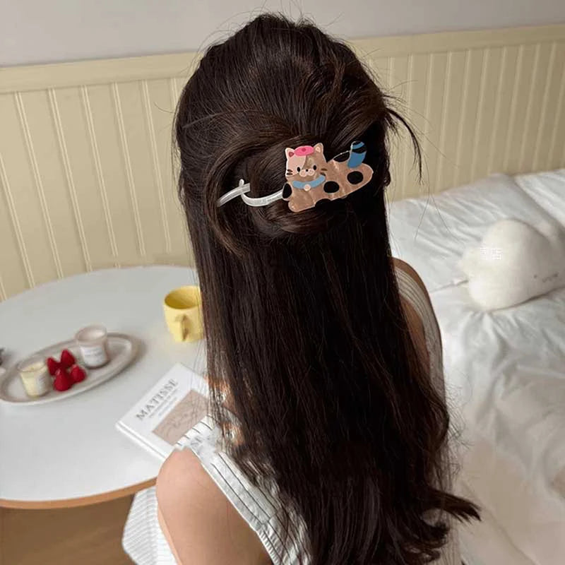 Cartoon Cute Animals Hair Clip Back Of Head Plate Hair Claw Sweet Fashion Versatile Ponytail Twist Clip Women Hair Accessories