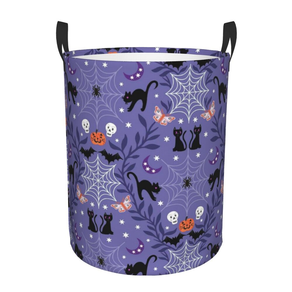 Custom Halloween Black Cat Skull Laundry Hamper Large Storage Basket Gothic Witch Girls Boys Toy Organizer