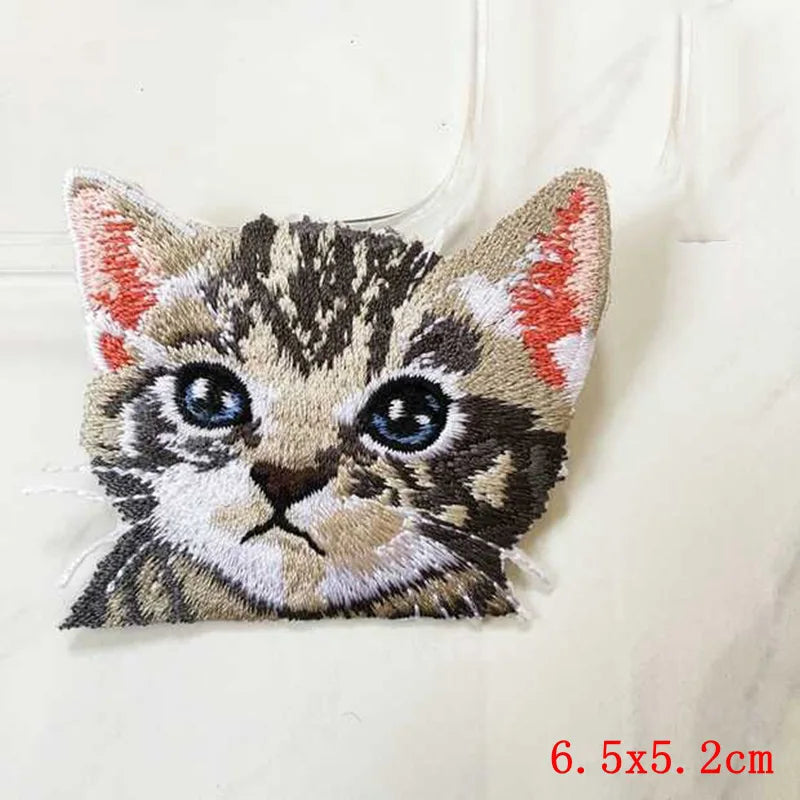 12PCS/set Pocket Cat Embroidery Patch Iron On Patches For Clothing Thermoadhesive Patches On Clothes Jacket Jeans Sewing Patch