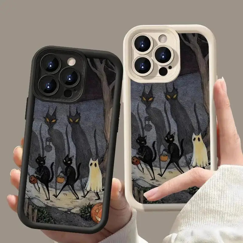 Dark Funny Monster Cat Case For OPPO A38 A58 A78 A98 5G A18 A17A16 A52 A57 A77 A3S A5S A31 A5 A9 2020 A55 A54 A53 A96 A92 Cover