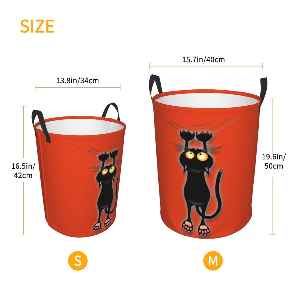 Custom Halloween Black Cat Skull Laundry Hamper Large Storage Basket Gothic Witch Girls Boys Toy Organizer